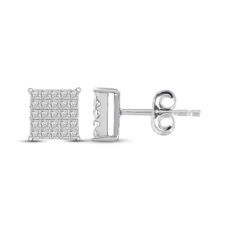 Main Image 1 of Diamond Earrings 1/2 ct tw Round-cut 10K White Gold