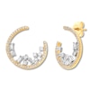 Diamond Hoop Earrings 1/2 ct tw Round & Baguette 10K Yellow Gold