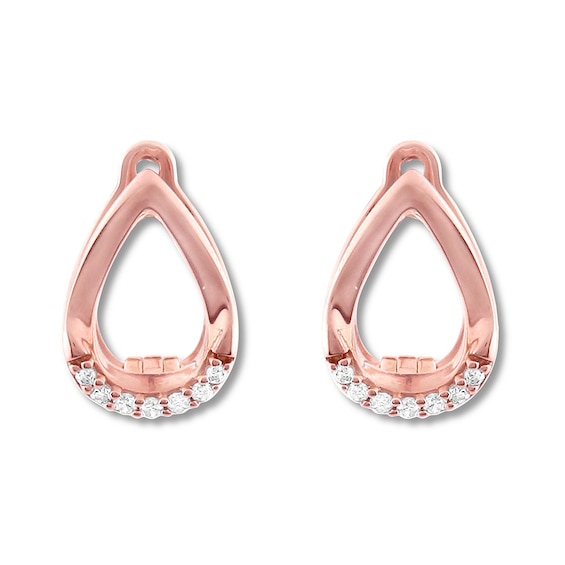 Diamond Teardrop Earrings 1/20 ct tw Round-cut 10K Rose Gold