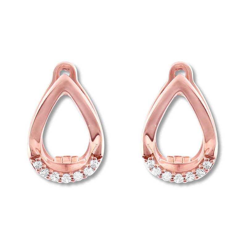 Main Image 1 of Diamond Teardrop Earrings 1/20 ct tw Round-cut 10K Rose Gold