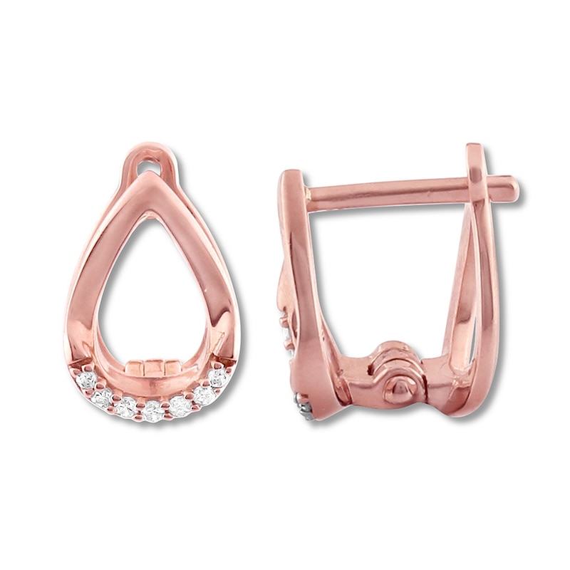 Main Image 2 of Diamond Teardrop Earrings 1/20 ct tw Round-cut 10K Rose Gold