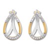Diamond Teardrop Earrings 1/8 ct tw 10K Two-Tone Gold