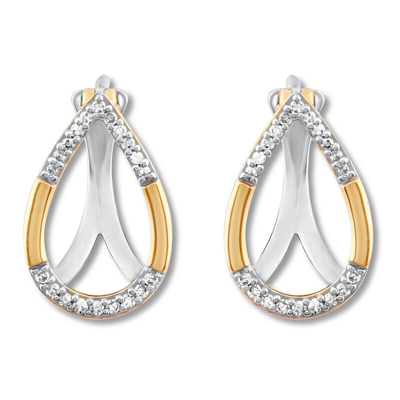 Diamond Teardrop Earrings 1/8 ct tw 10K Two-Tone Gold