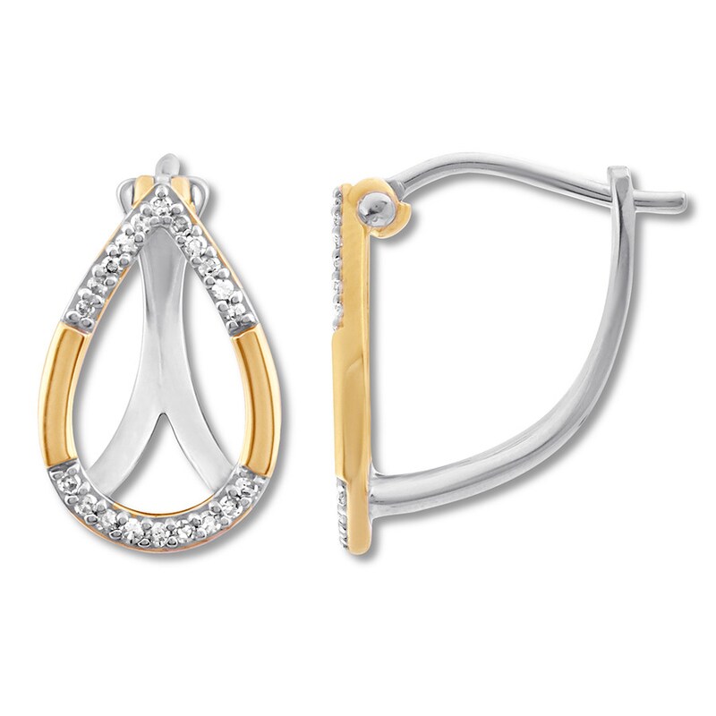 Diamond Teardrop Earrings 1/8 ct tw 10K Two-Tone Gold