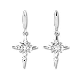 Diamond Cross Earrings 1/6 ct tw Round-cut 10K White Gold