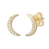 Crescent Moon Earrings 1/10 ct tw Diamonds 10K Yellow Gold