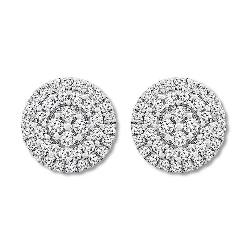 Diamond Earrings 1 ct tw Round-cut 10K White Gold