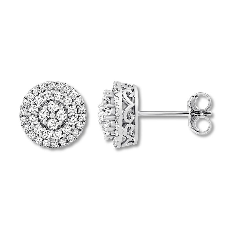 Diamond Earrings 1 ct tw Round-cut 10K White Gold