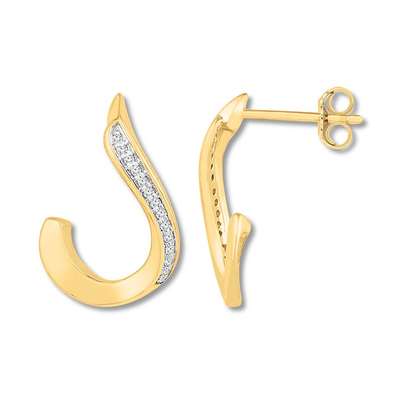 Diamond Swirl Earrings 1/15 ct tw Round-cut 10K Yellow Gold