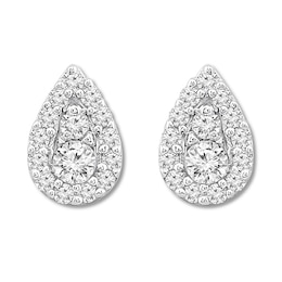Diamond Teardrop Earrings 1/4 ct tw Round-cut Sterling Silver