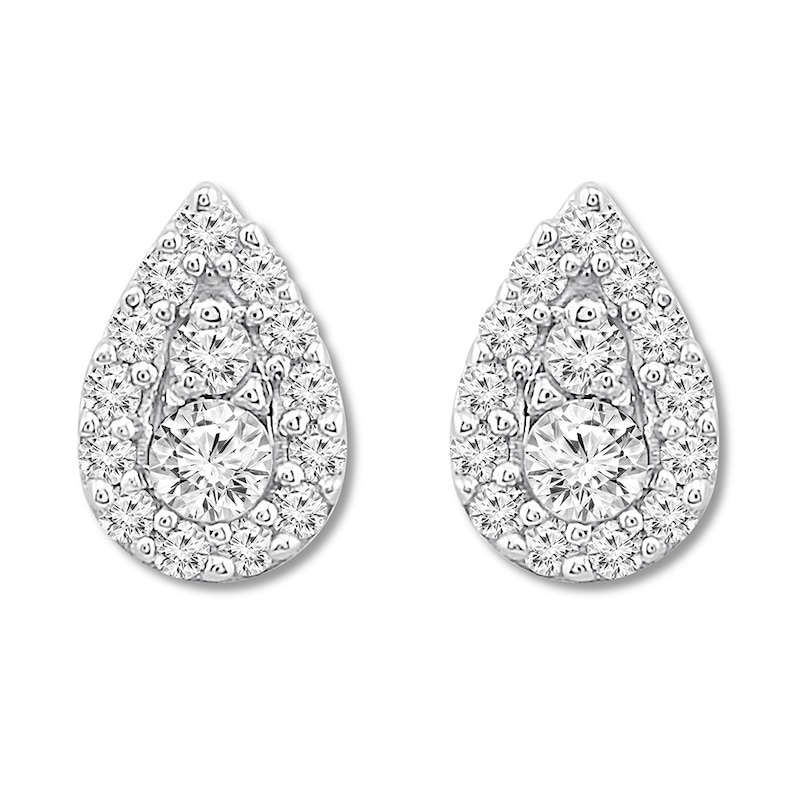 Diamond Teardrop Earrings 1/4 ct tw Round-cut Sterling Silver