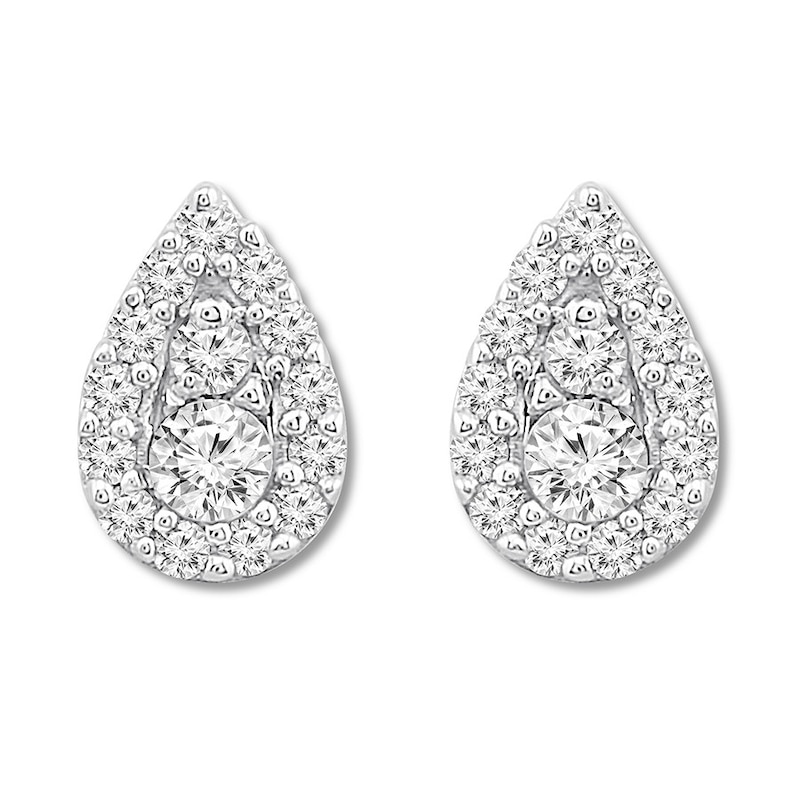 Main Image 1 of Diamond Teardrop Earrings 1/4 ct tw Round-cut Sterling Silver