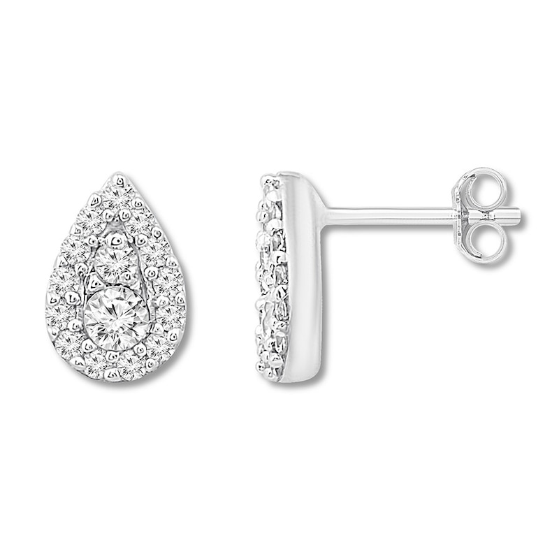Main Image 2 of Diamond Teardrop Earrings 1/4 ct tw Round-cut Sterling Silver