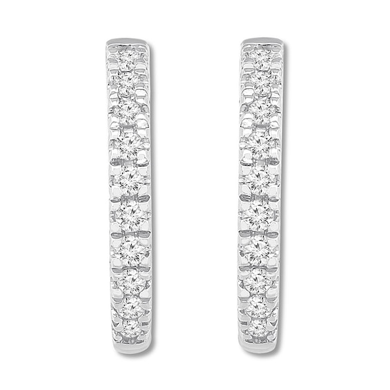 Diamond Hoop Earrings 1/5 ct tw Round-cut Sterling Silver