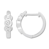 Thumbnail Image 1 of Bezel-set Diamond Hoop Earrings 1/5 ct tw Round Sterling Silver