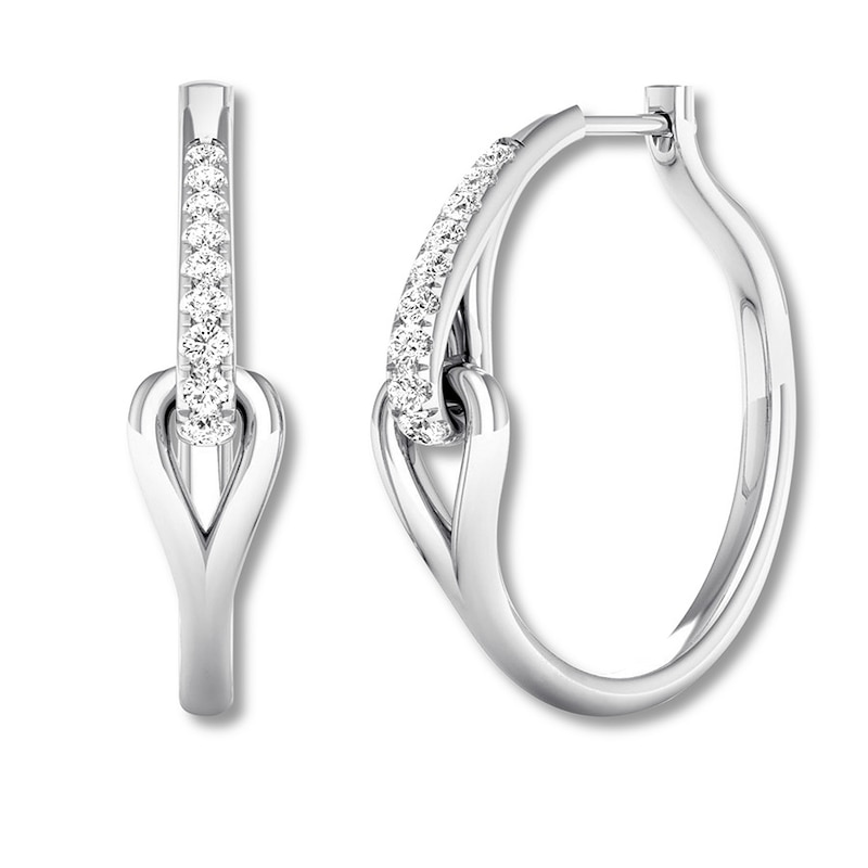 Main Image 1 of Love + Be Loved Diamond Hoop Earrings 1/4 ct tw Sterling Silver