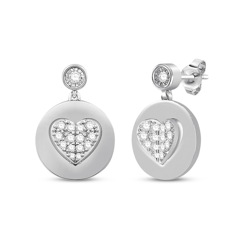 Main Image 1 of Signature Heart Diamond Earrings 1/3 ct tw Sterling Silver