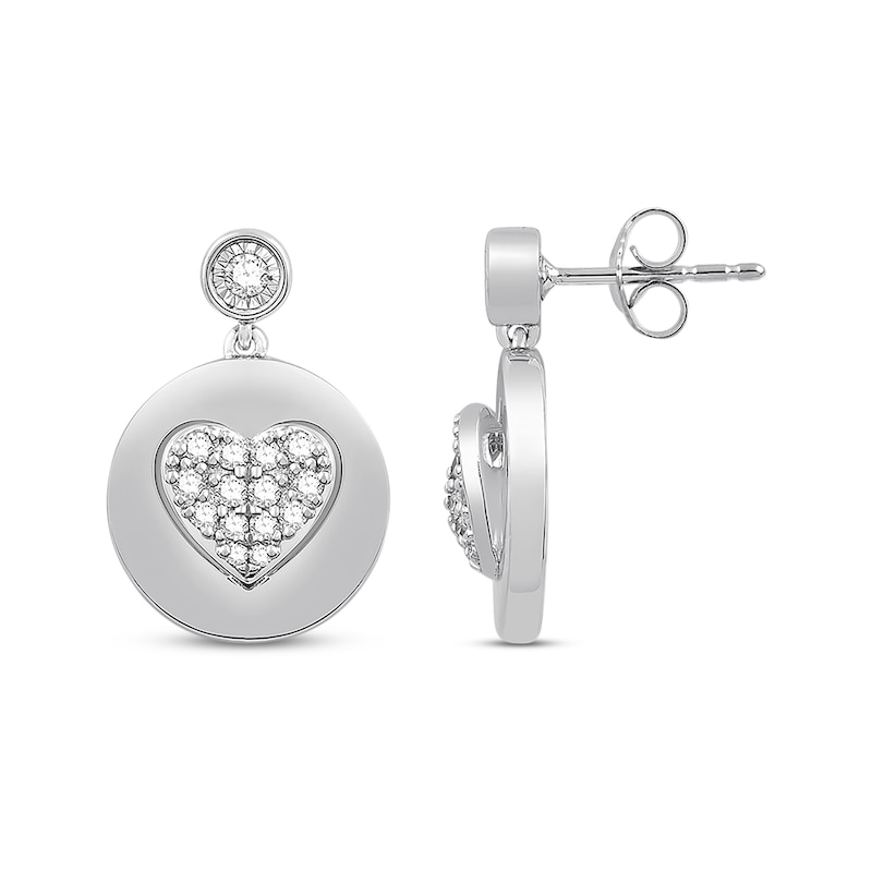 Main Image 3 of Signature Heart Diamond Earrings 1/3 ct tw Sterling Silver