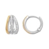 Thumbnail Image 2 of Diamond Huggie Hoop Earrings 1/10 cttw Sterling Silver & 10K Yellow Gold
