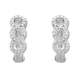 Petite Diamond Huggie Hoop Earrings 1/6 ct tw Sterling Silver
