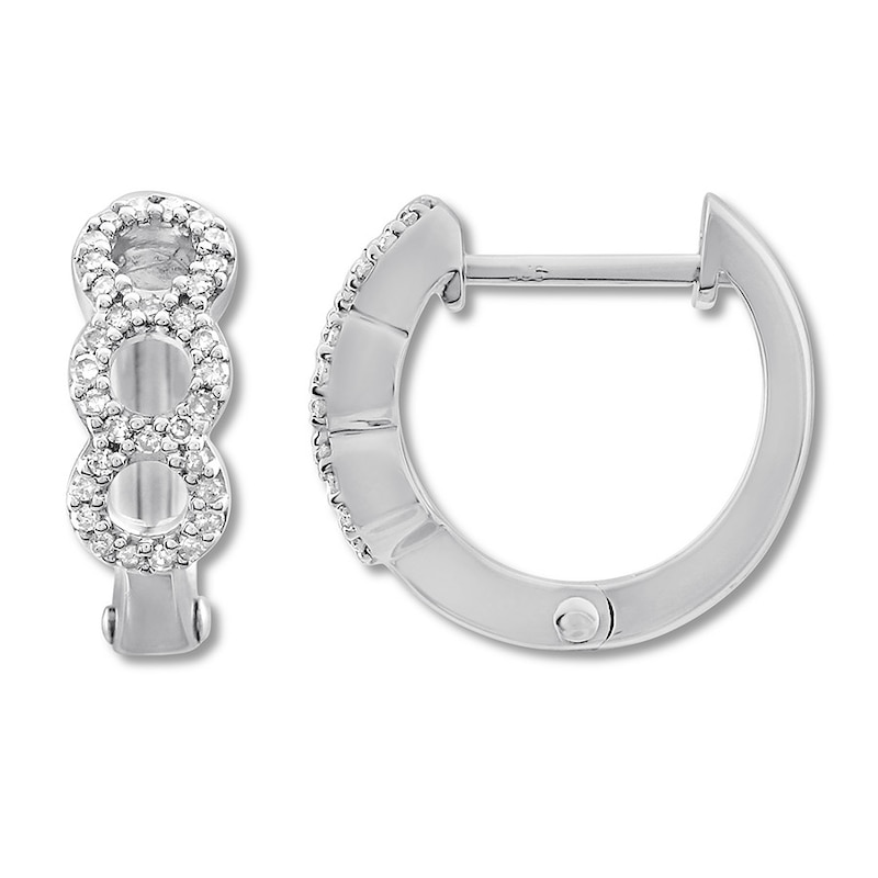 Petite Diamond Huggie Hoop Earrings 1/6 ct tw Sterling Silver