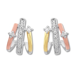 Diamond Huggie Earrings 1/8 ct tw Sterling Silver/10K Gold