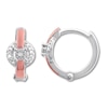 Thumbnail Image 2 of Petite Diamond Hoop Earrings 1/20 cttw Sterling Silver & 10K Rose Gold