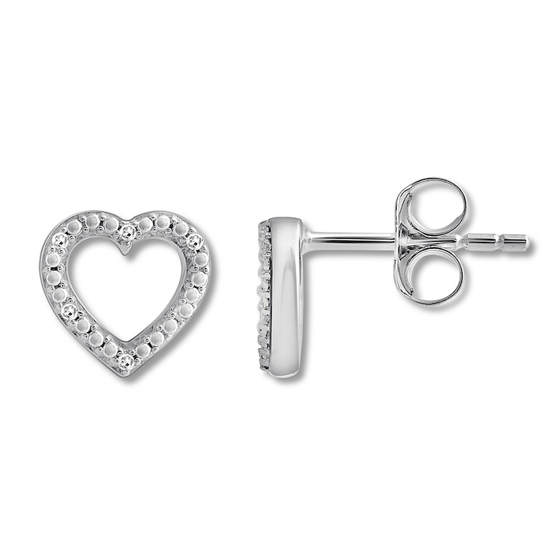 Heart Earrings with Diamonds Sterling Silver | Kay