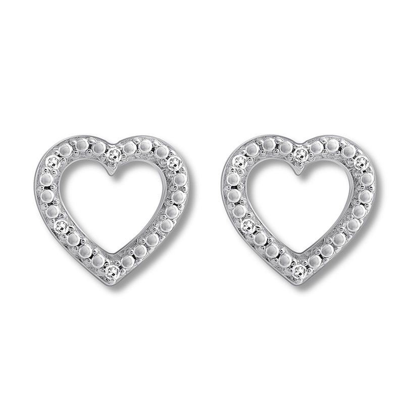 Heart Earrings with Diamonds Sterling Silver | Kay