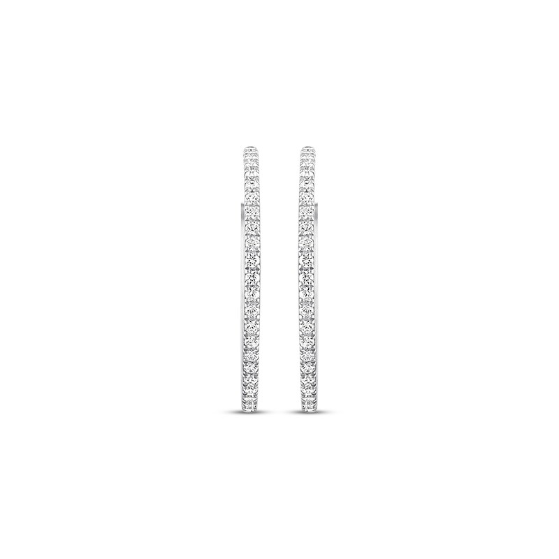 Diamond Hoop Earrings 1/4 ct tw Round-cut 10K White Gold