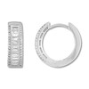 Diamond Hoop Earrings 3/8 ct tw Baguette/Round 10K White Gold