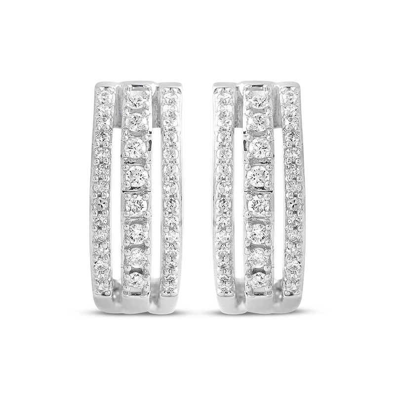 Diamond Hoop Earrings 1/4 ct tw Round-cut 10K White Gold