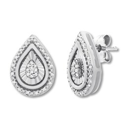 Diamond Teardrop Earrings 1/10 ct tw Round-cut Sterling Silver