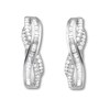 Diamond Hoop Earrings 1 ct tw Round/Baguette Sterling Silver