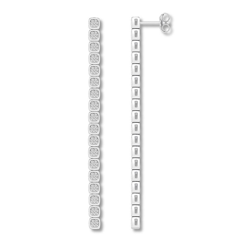 Diamond Drop Earrings 1/3 ct tw Round-cut 10K White Gold