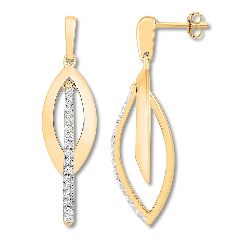 Interlocking Hoop Earrings 1/3 ct tw Diamonds 10K Yellow Gold