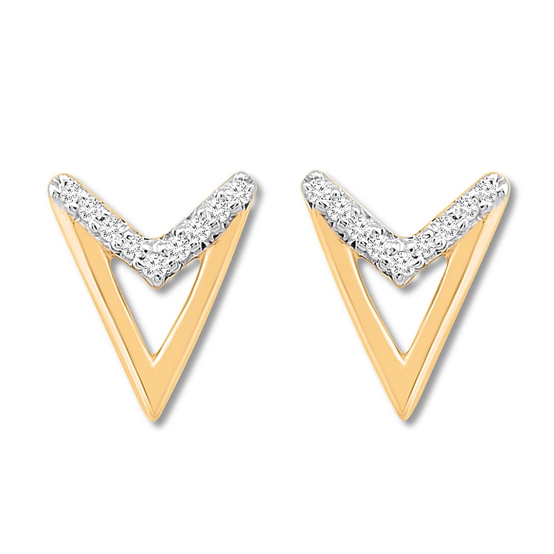 Main Image 1 of Diamond Geometric Earrings 1/20 ct tw Round-cut 10K Yellow Gold
