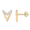 Thumbnail Image 2 of Diamond Geometric Earrings 1/20 ct tw Round-cut 10K Yellow Gold