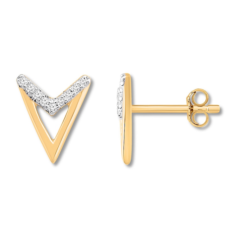 Main Image 2 of Diamond Geometric Earrings 1/20 ct tw Round-cut 10K Yellow Gold