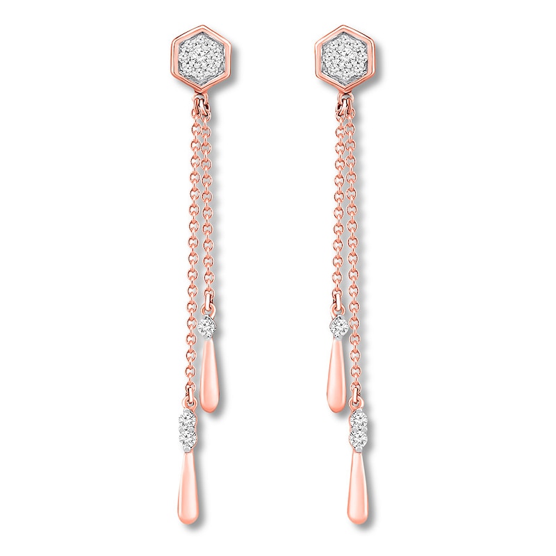 Diamond Geometric Drop Earrings 1/5 ct tw Round 10K Rose Gold