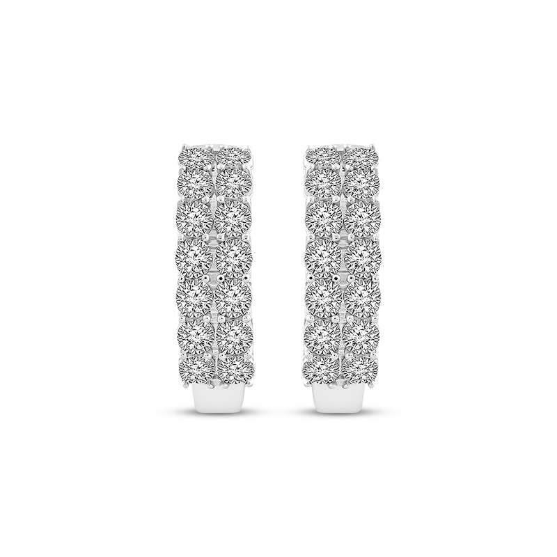 Diamond Hoop Earrings 1 ct tw Round-cut 10K White Gold