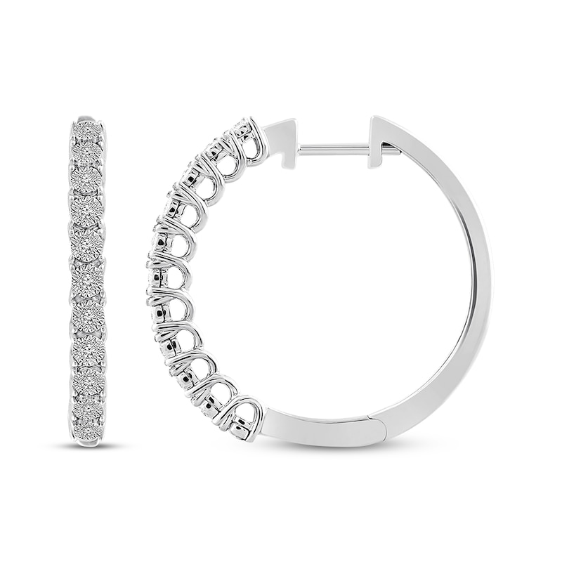 Diamond Hoop Earrings 1/10 ct tw Round-cut Sterling Silver