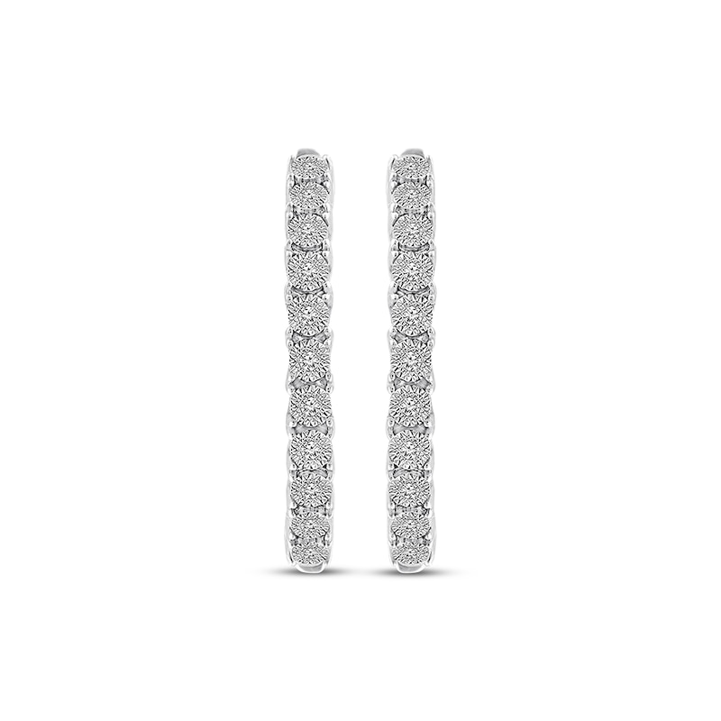 Diamond Hoop Earrings 1/10 ct tw Round-cut Sterling Silver