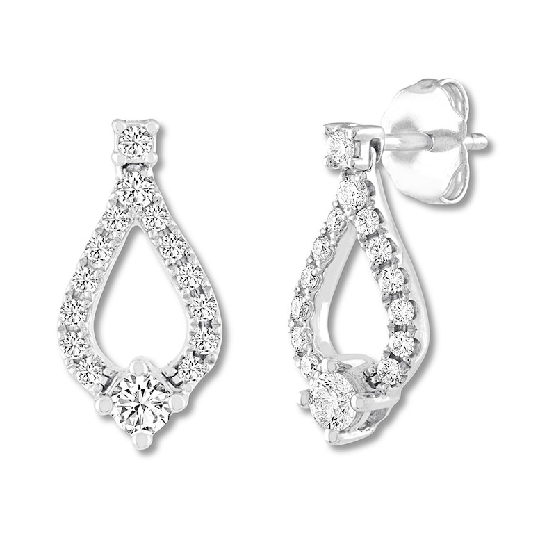 Main Image 3 of THE LEO Diamond Earrings 1/2 ct tw Round-cut 14K White Gold