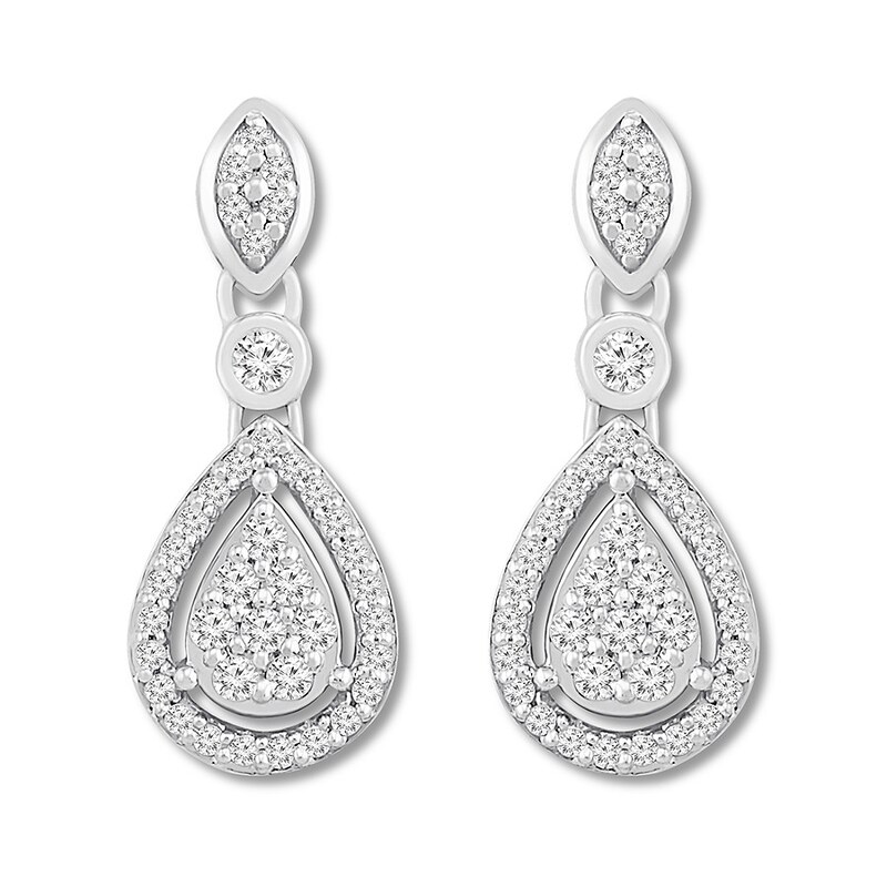 Diamond Teardrop Earrings 1 3 Ct Tw Round Cut 10k White Gold Kay Diamond Teardrop Earrings 1 3 Ct Tw Round Cut 10k White Gold Kay