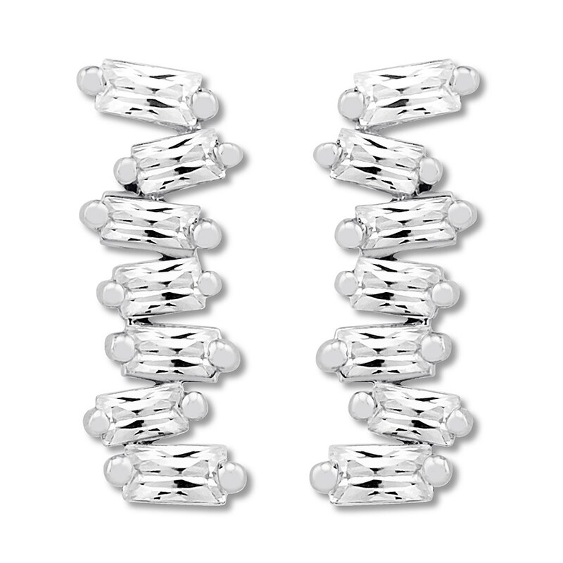 Baguette Diamond Earrings 1/4 ct tw 10K White Gold
