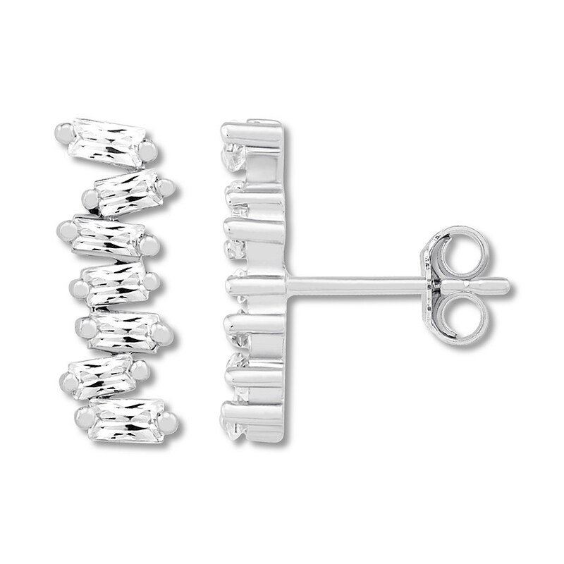 Baguette Diamond Earrings 1/4 ct tw 10K White Gold