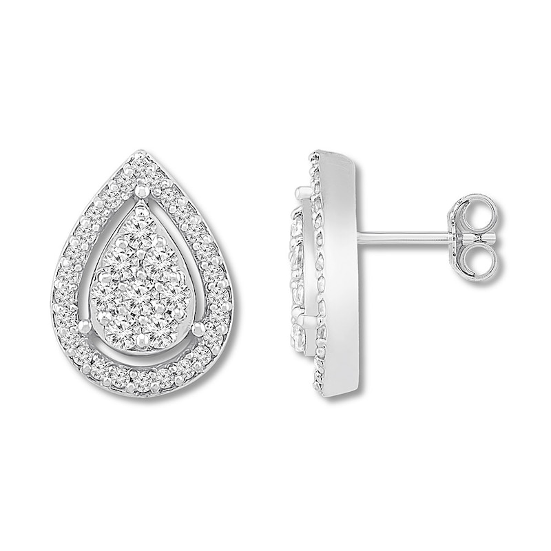 Diamond Teardrop Earrings 1/3 ct tw Round-cut 10K White Gold