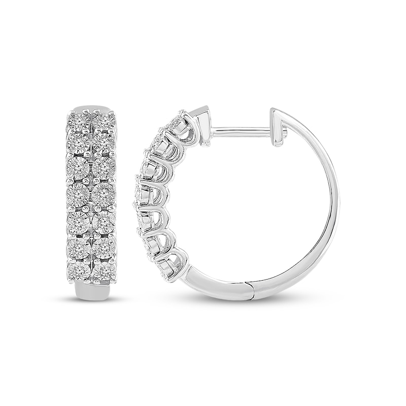 Main Image 1 of Diamond Hoop Earrings 1/10 ct tw Round-cut Sterling Silver