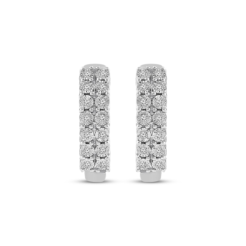 Main Image 2 of Diamond Hoop Earrings 1/10 ct tw Round-cut Sterling Silver
